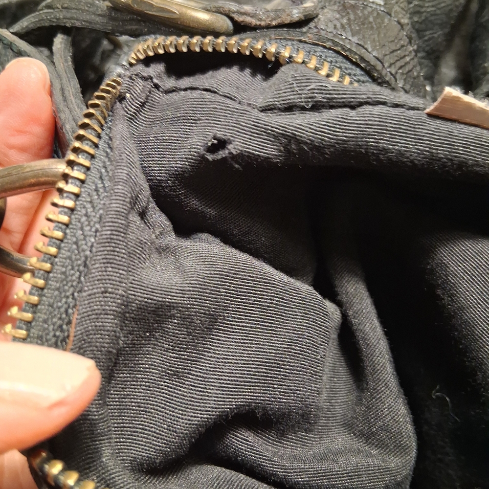 Chocolate NYC Pebbled Black Leather Tote Hobo Purse Bag - Picture 7 of 9
